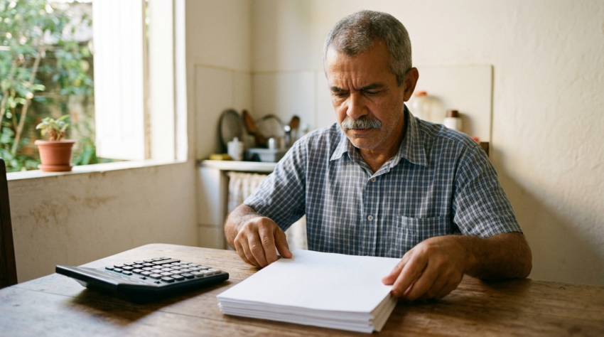 Segurado revisando seu histórico de contribuições para avaliar a aposentadoria pela regra antiga