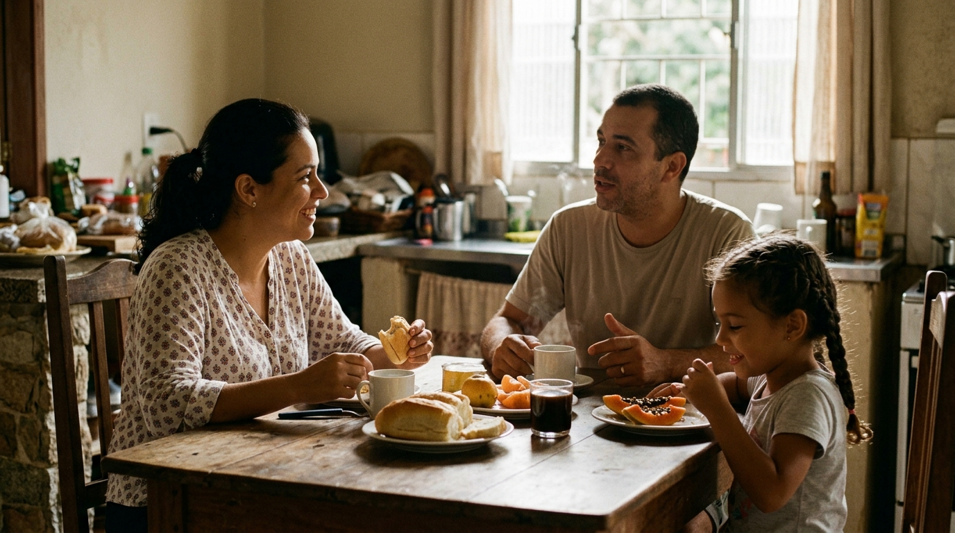 Família reunida em dia de folga, tema do segundo repouso semanal remunerado